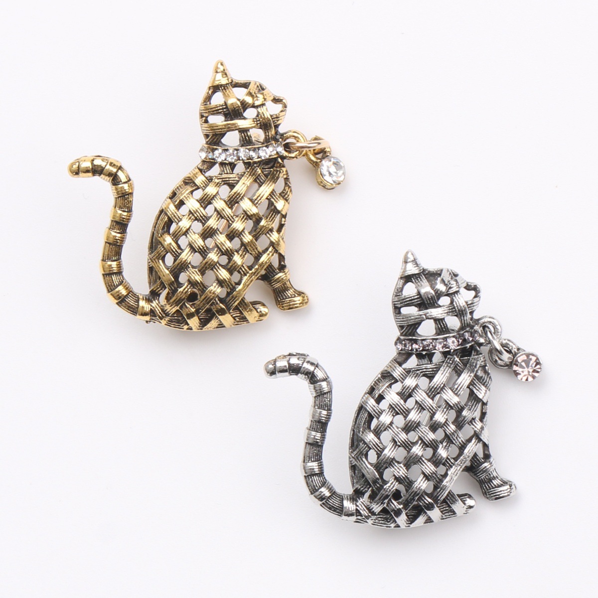 Collectible Vintage Brooches - Sierlijke geweven kattenbrochecollectie, vintage stijl kattenjuwelen