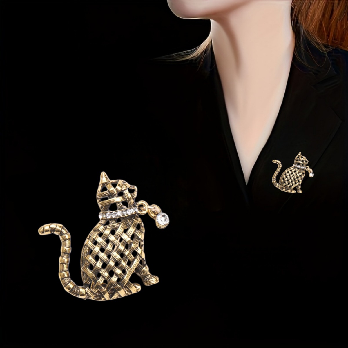 Sierlijke geweven kattenbroche - Collectible Vintage Brooches recensie en prijs